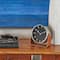 7" Silver Stainless Steel Clock with Leather Stand